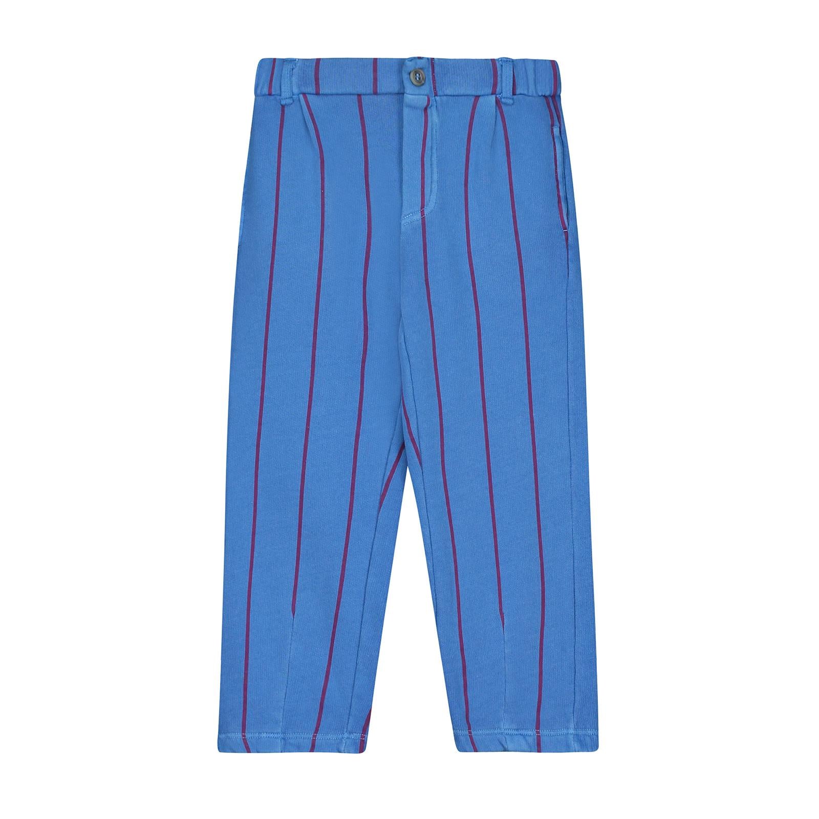 Full-length Dark/Light Blue Striped Cotton Trousers | Intimissimi